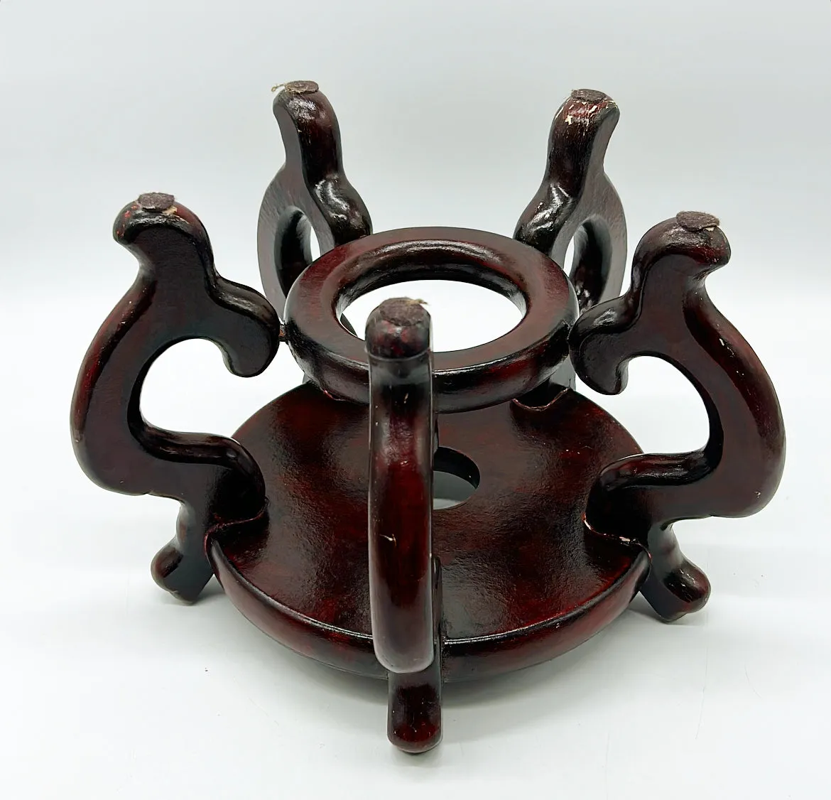 Extra large vintage 80s wooden Asian style fishbowl stand.