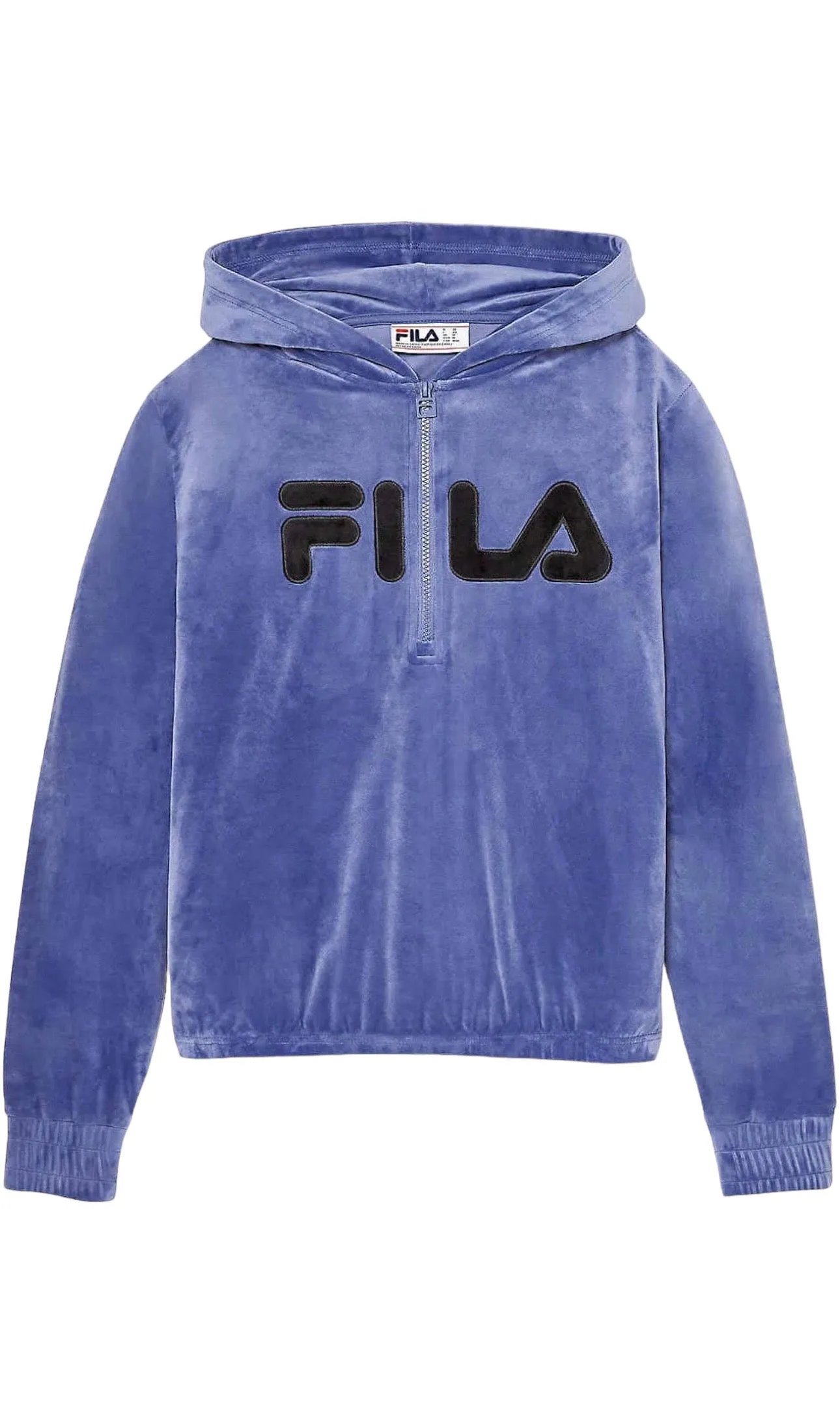 Fila Womens Velour Quarter Zip Hoodie Marlin Medium