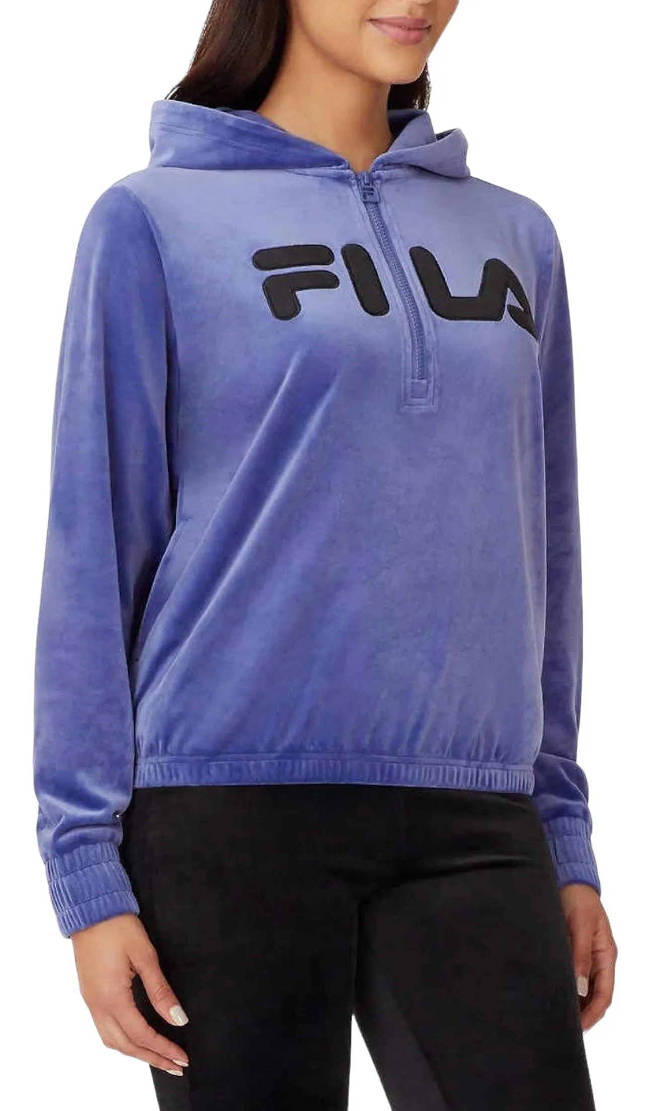 Fila Womens Velour Quarter Zip Hoodie Marlin Medium