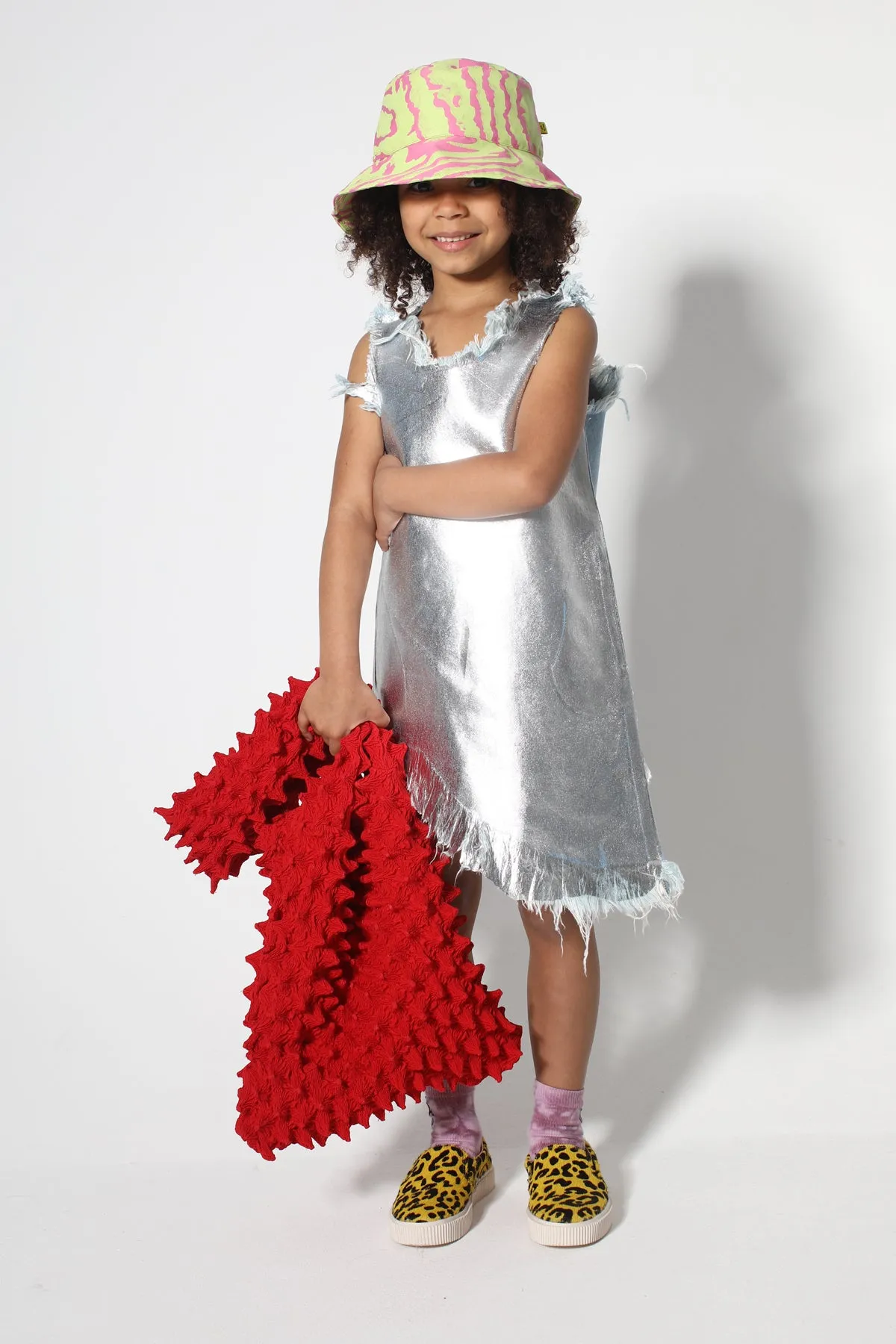FOIL DENIM SLEEVELESS DRESS