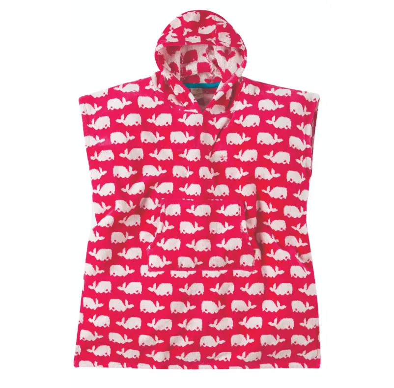 Frugi Havana Hooded Towel - Raspberry/Whales