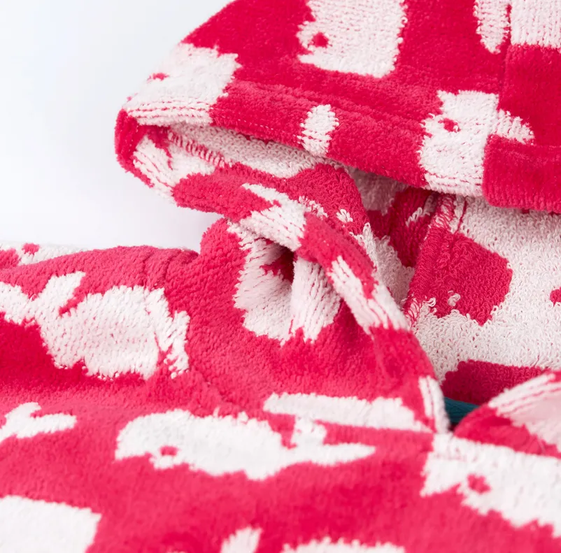 Frugi Havana Hooded Towel - Raspberry/Whales
