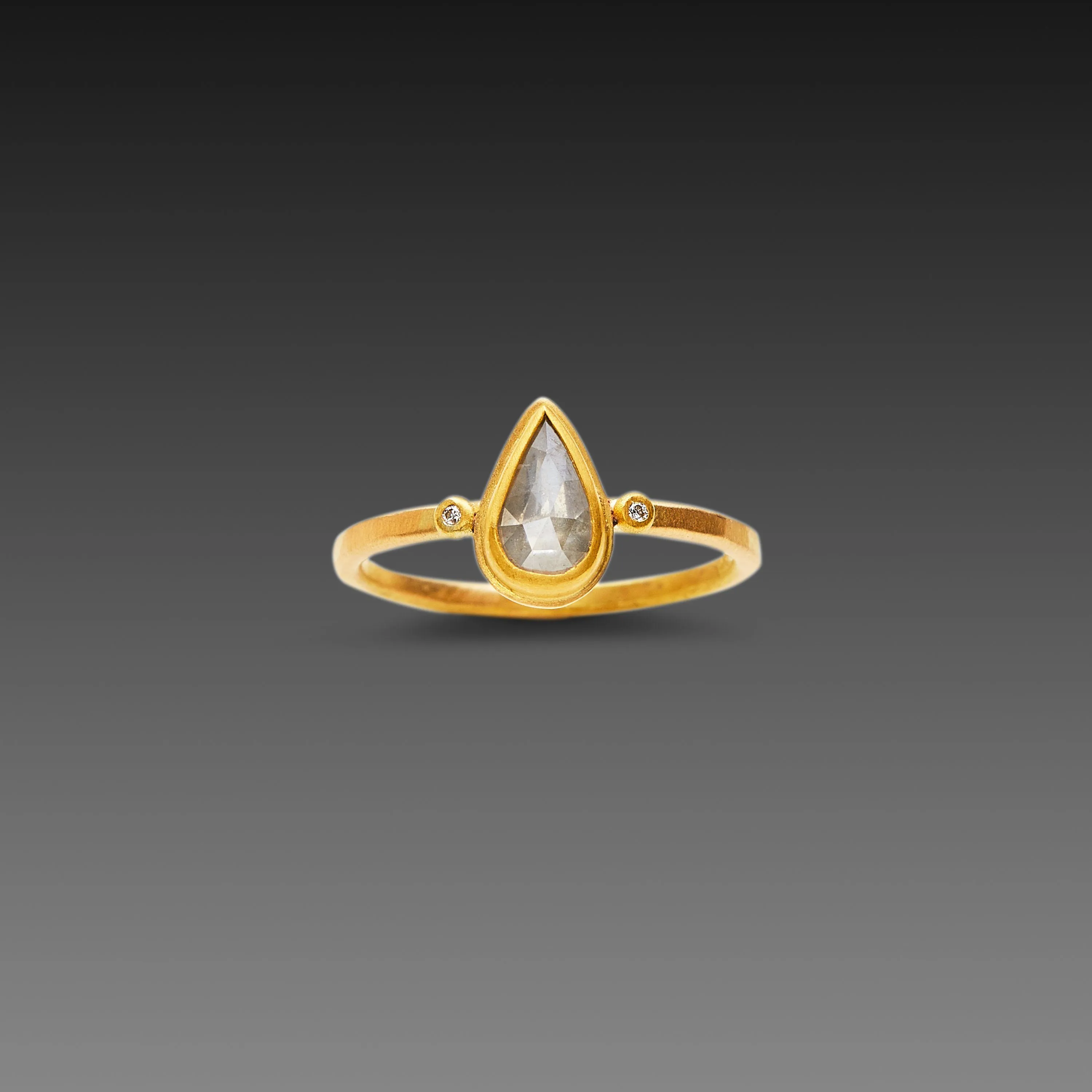 Gray Diamond Teardrop Ring