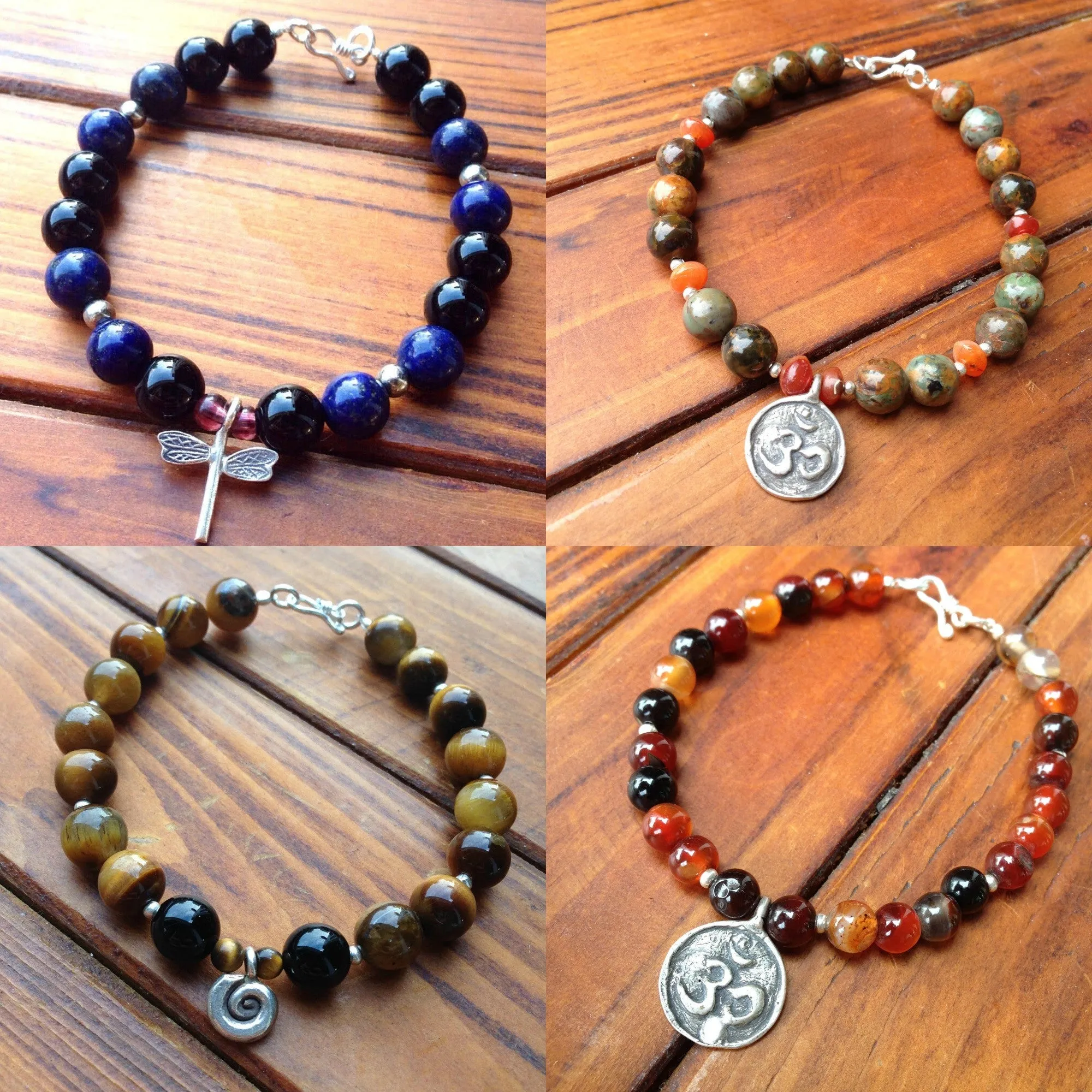 Hand Made Tibetan Spiral Mala Bracelet With Tiger Eye Beads