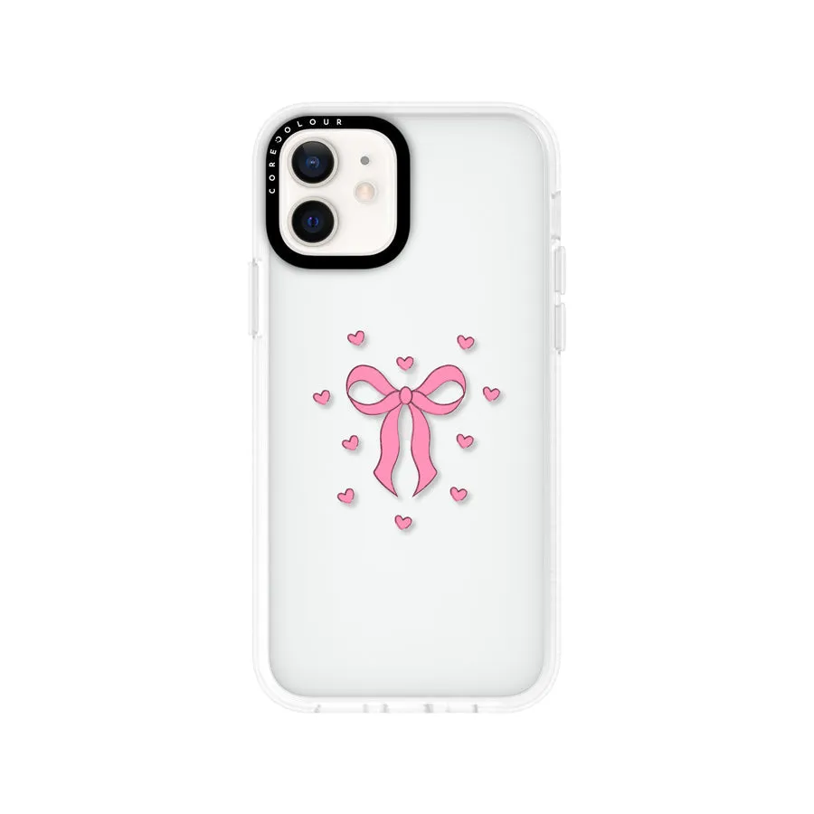 iPhone 12 Pink Ribbon Heart Phone Case