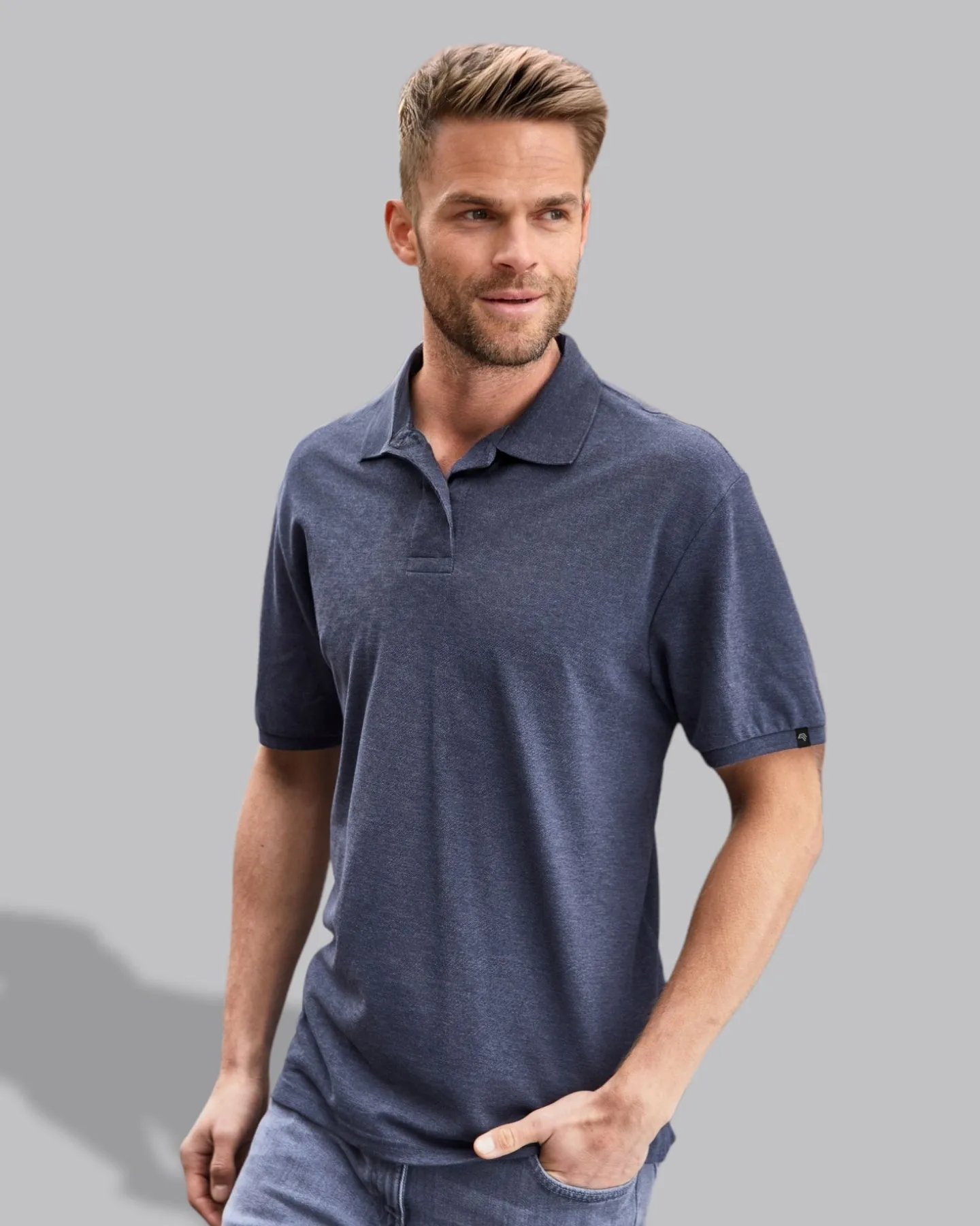 JAN 8010 ― Herren Bio-Baumwolle Polo Shirt - Heather Grau Melange