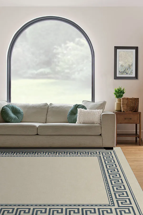 Kallos Border Ivory & Blue Rug
