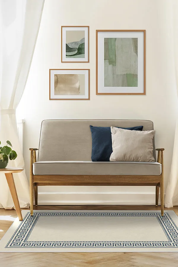 Kallos Border Ivory & Blue Rug