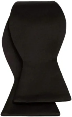 Mens Classic Self Tie Silk Solid Black Luxury Tuxedo Bow Tie