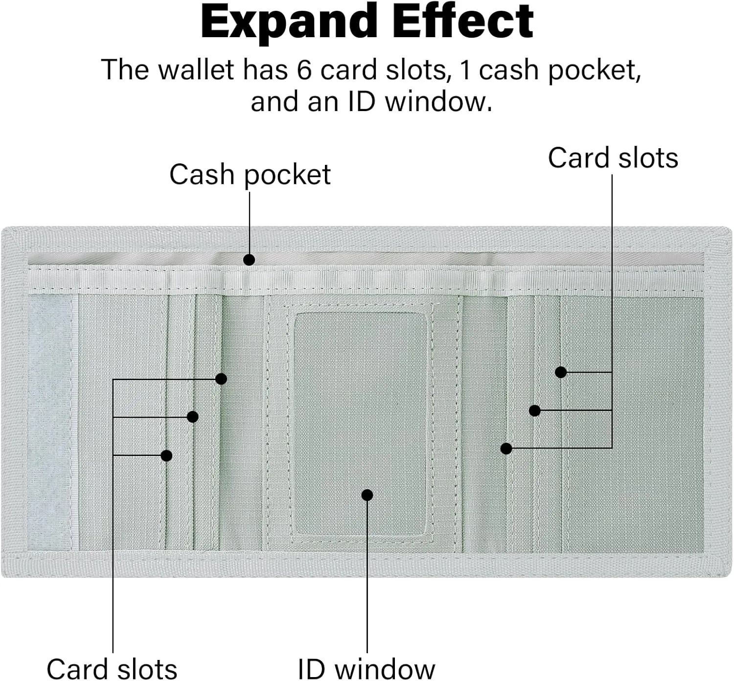 Mens Nylon Trifold RFID Wallet with ID Window, Slim Security Wallet for Card Cash Holder, Modern Fashion Stylish Wallet Gifts for Teen Boys and Men, One Size -Light Gray