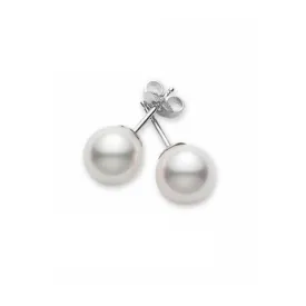 Mikimoto White Gold and 7.5mm A  Akoya Pearl Stud Earrings