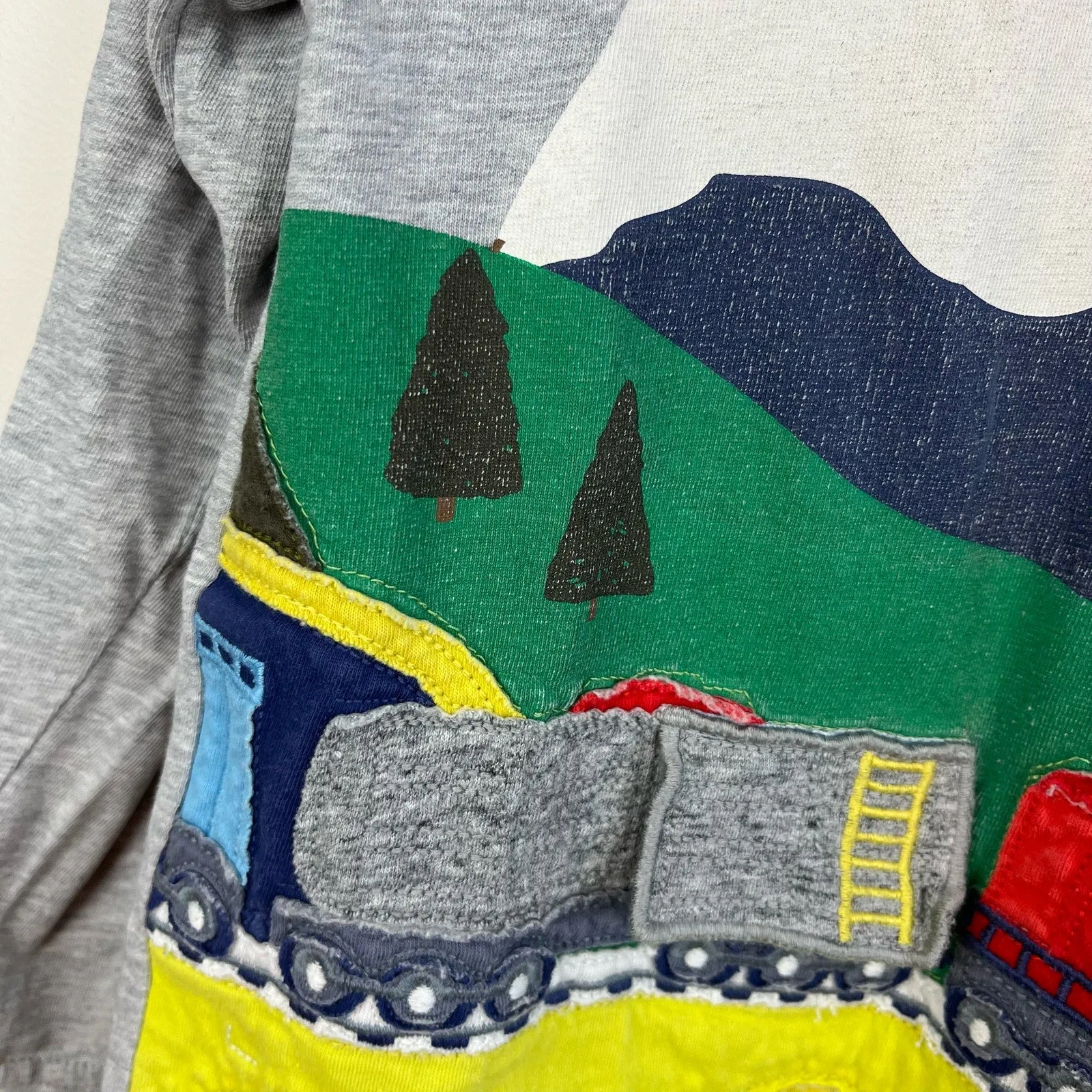 Mini Boden Lift The Flap Scene T-shirt Grey Marl Train 6-7