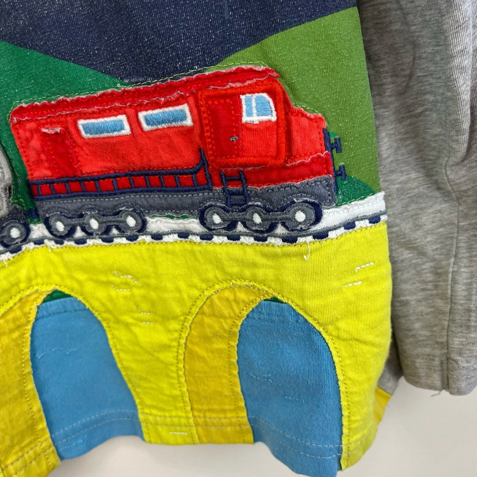 Mini Boden Lift The Flap Scene T-shirt Grey Marl Train 6-7