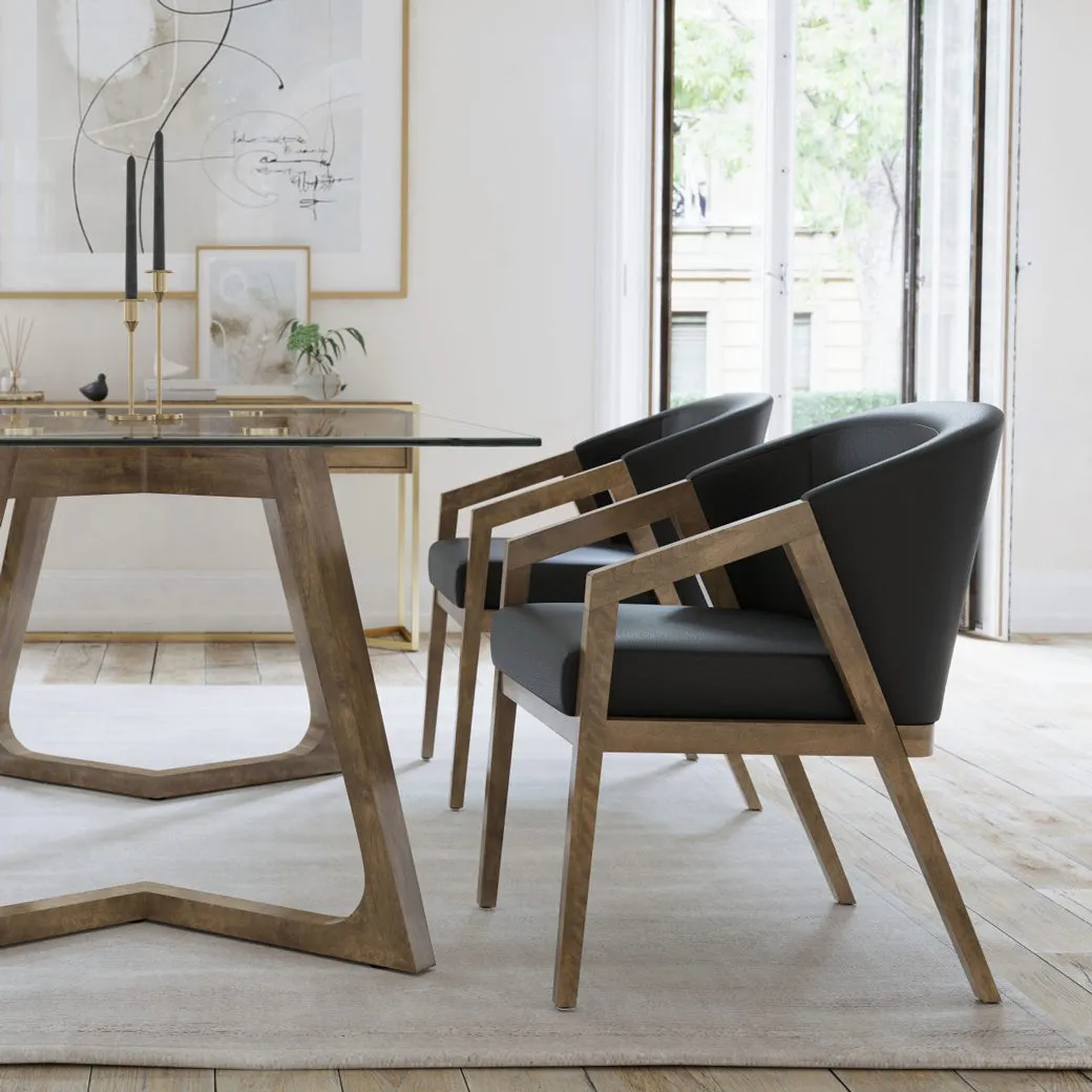 Modern Pecan Washed Arm Chair