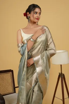 Moksh Blue Banarasi Tissue Saree