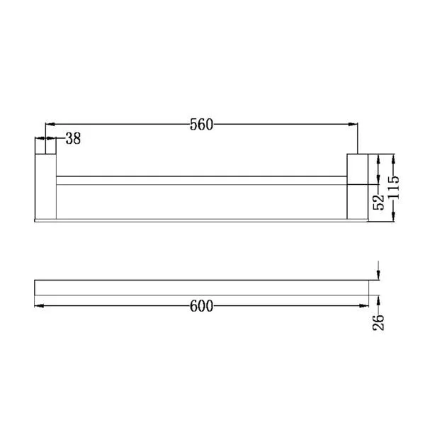 Nero Celia Double Towel Rail 600mm Matte Black