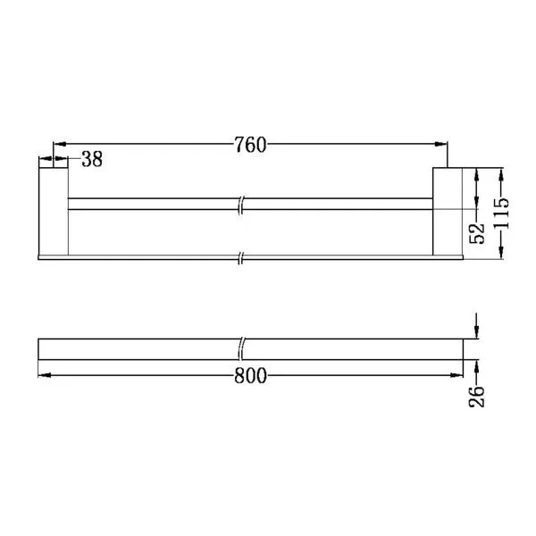 Nero Celia Double Towel Rail 800mm Matte Black