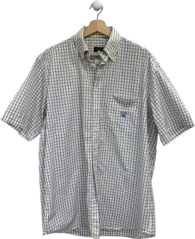 Paul & Shark White/Blue Checked Short Sleeve Shirt UK L