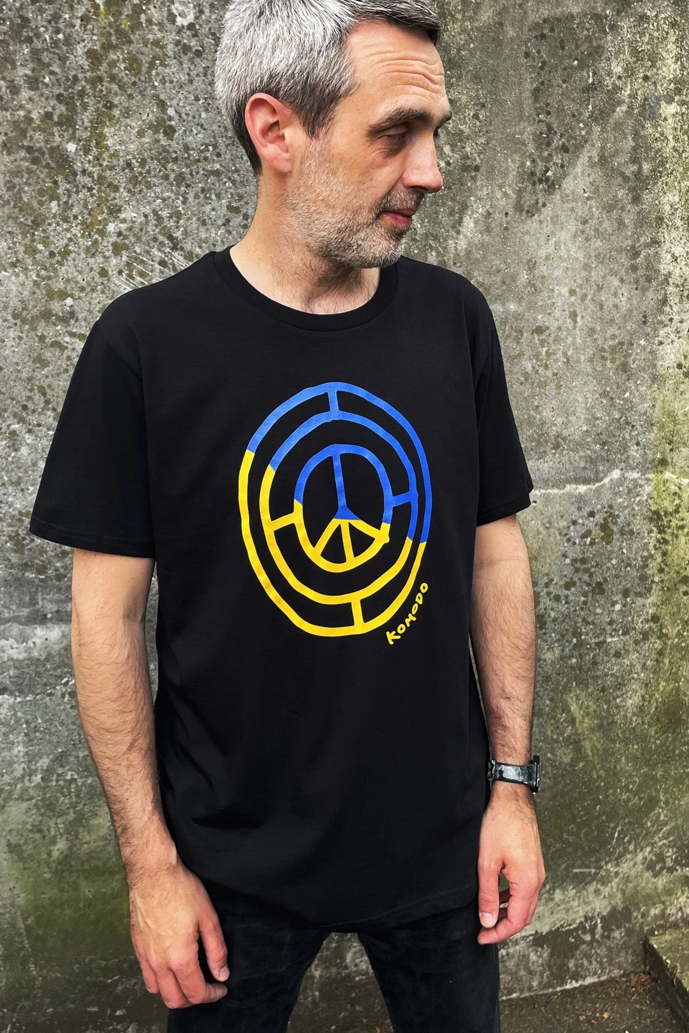 Organic Cotton Mens T-Shirt - Black, PEACE 4 UKRAINE Edition