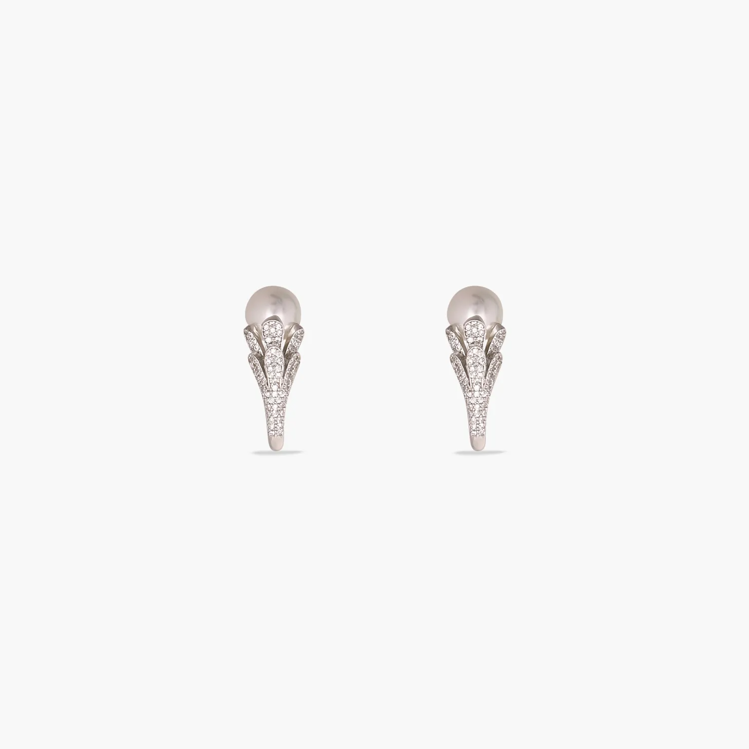 Pearl Floral CZ Drop Earrings