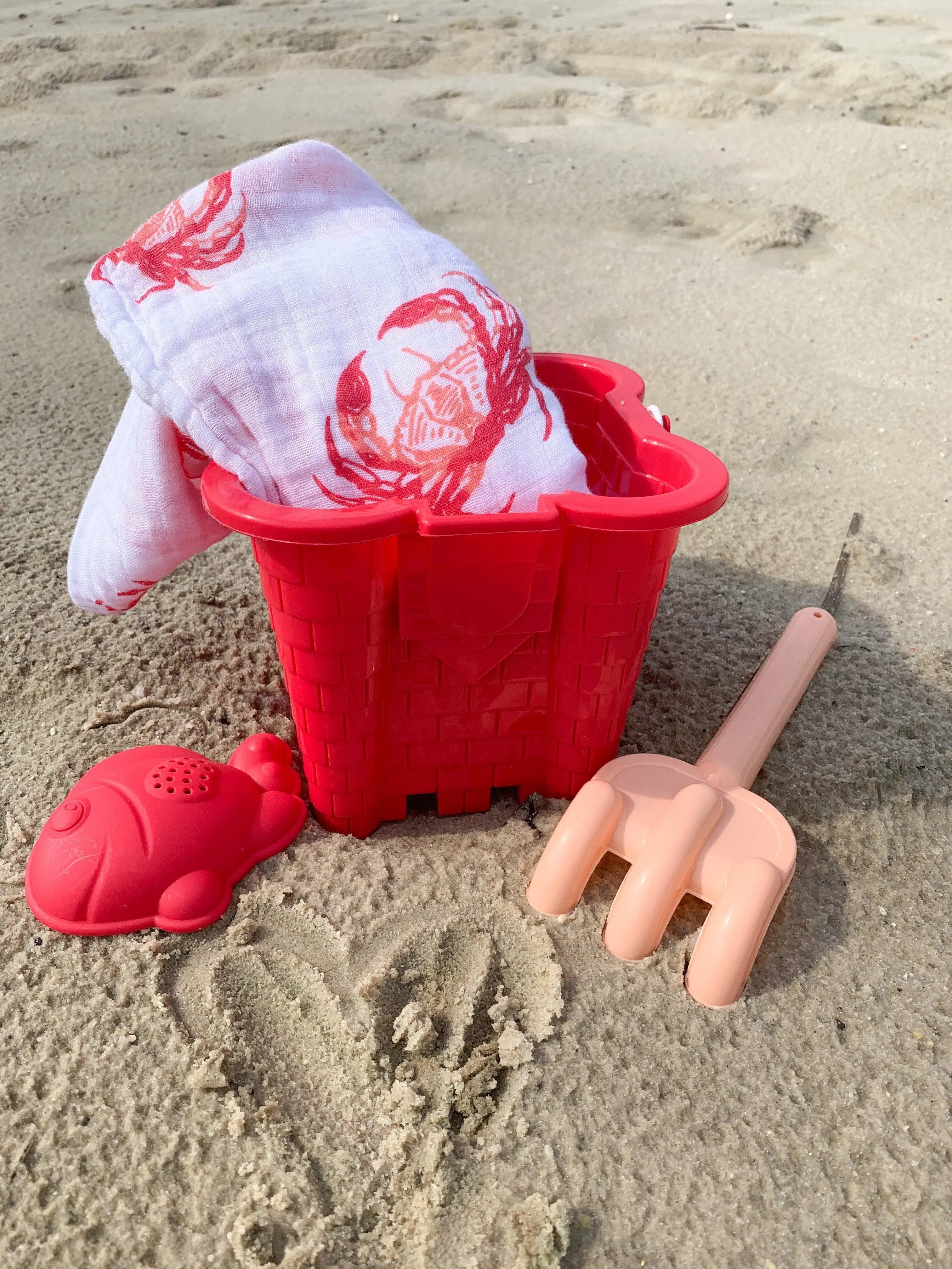 Pink Crab Baby Muslin Swaddle Receiving Blanket
