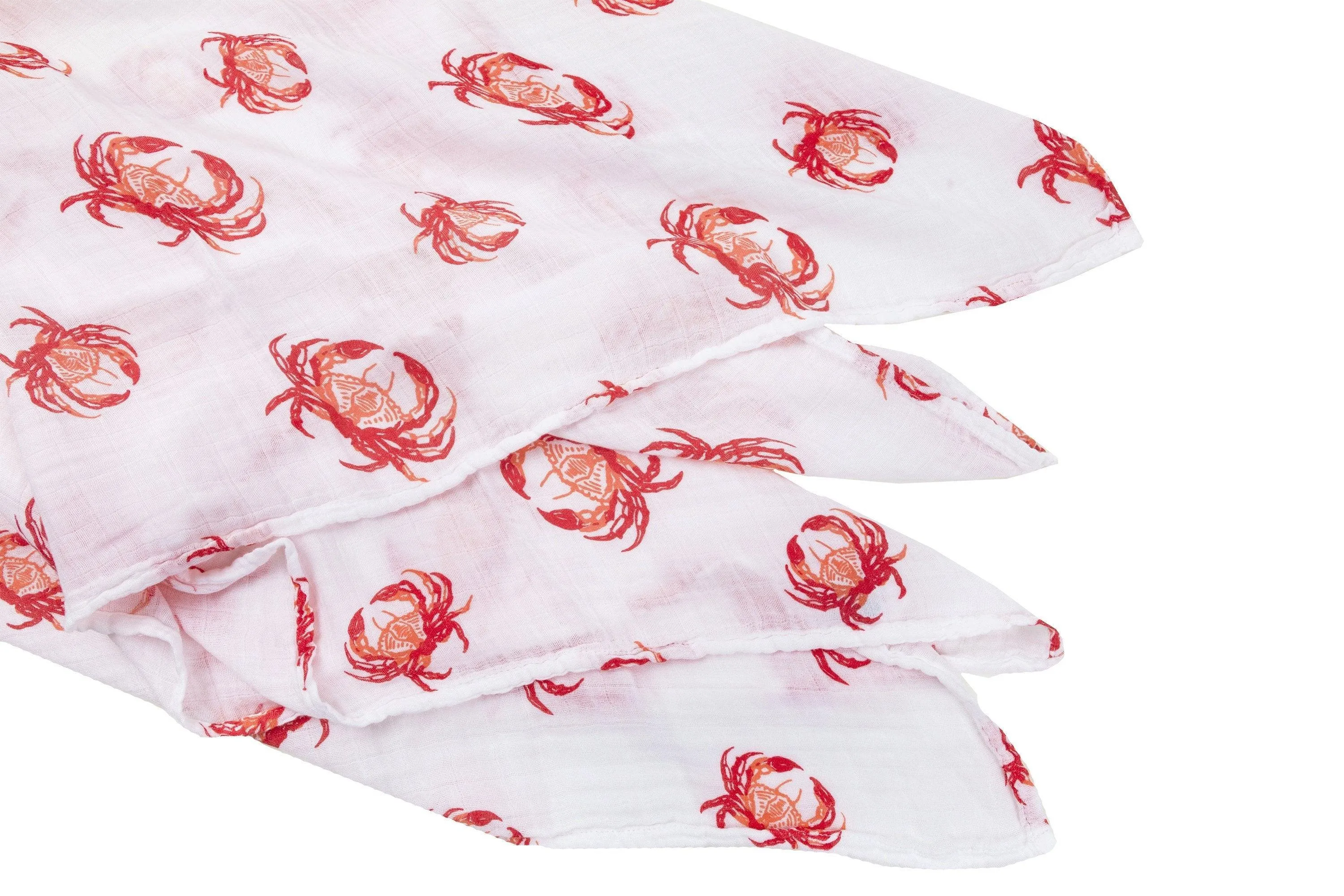 Pink Crab Baby Muslin Swaddle Receiving Blanket