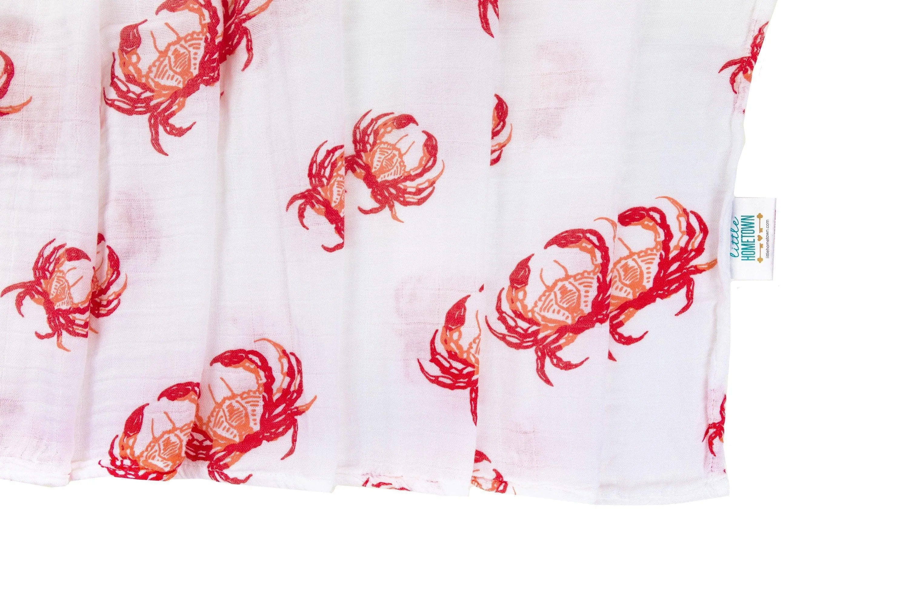 Pink Crab Baby Muslin Swaddle Receiving Blanket