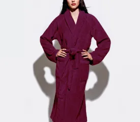 Premium Cotton Maroon Terry Bathrobe with Pockets Suitable for Men and Women, Soft & Warm Terry Home Bathrobe, Sleepwear Loungewear, One Size Fits All