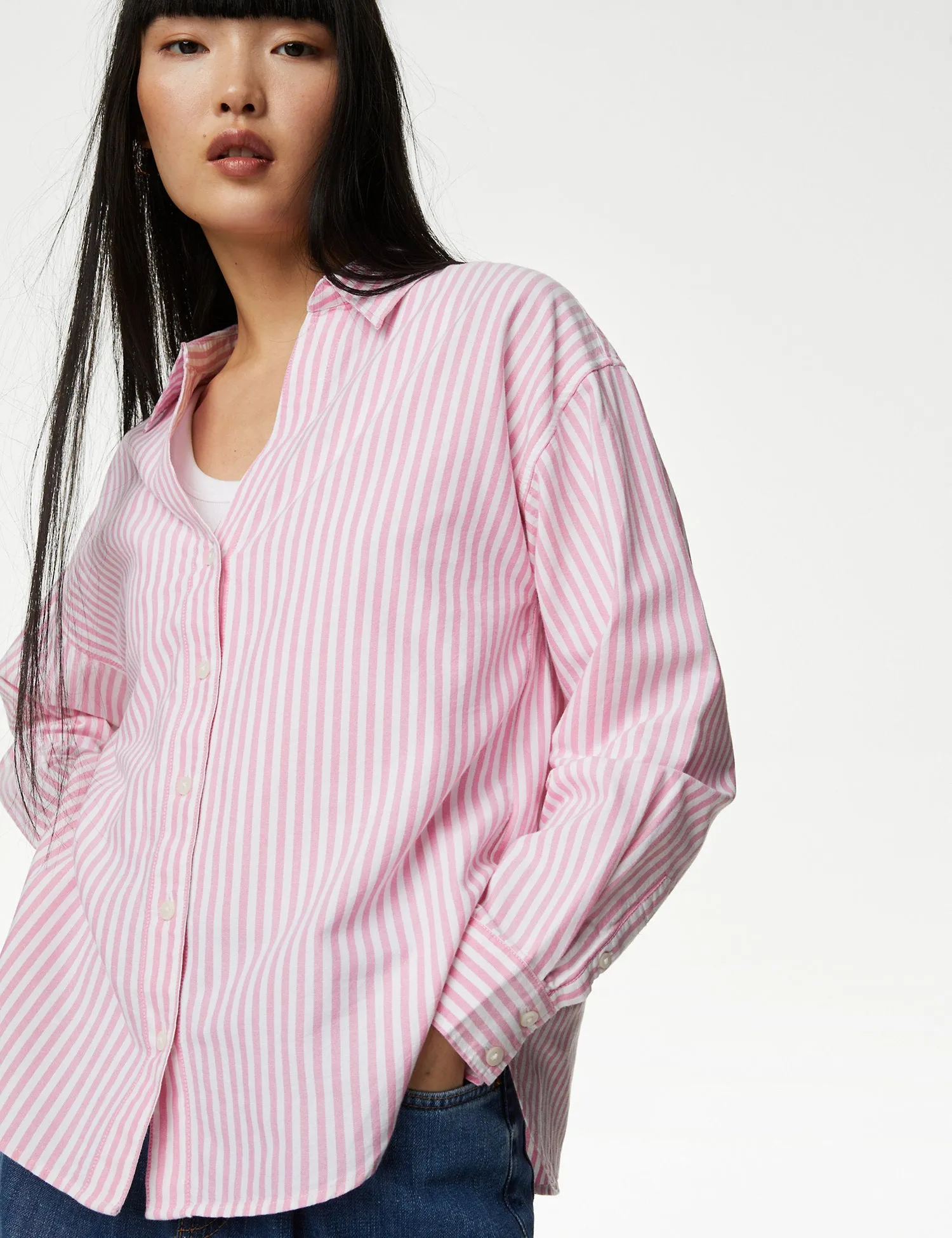Pure Cotton Striped Collared Shirt