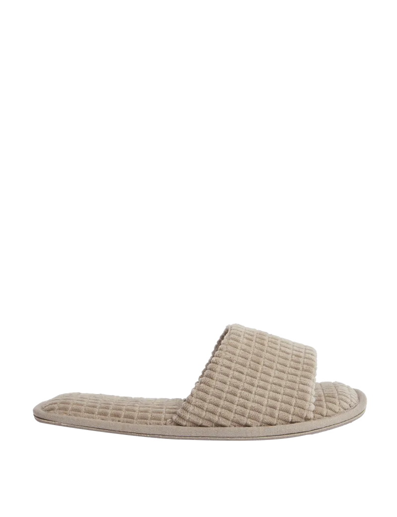 Quilted Open Toe Slider Mule Slippers