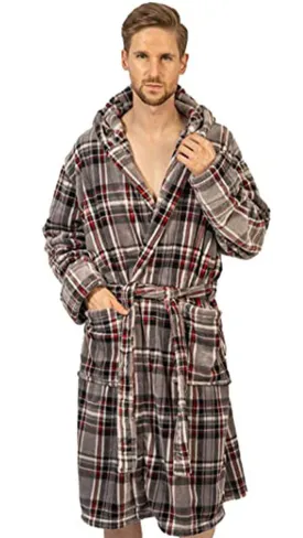 Robe de chambre Wanted gris et rouge avec capuchon