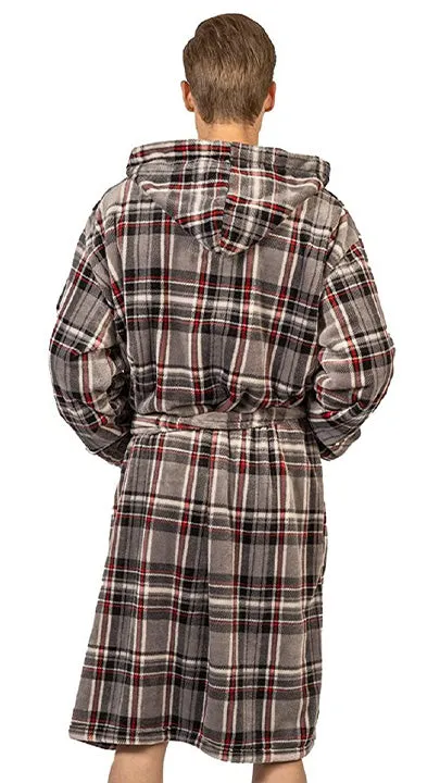 Robe de chambre Wanted gris et rouge avec capuchon