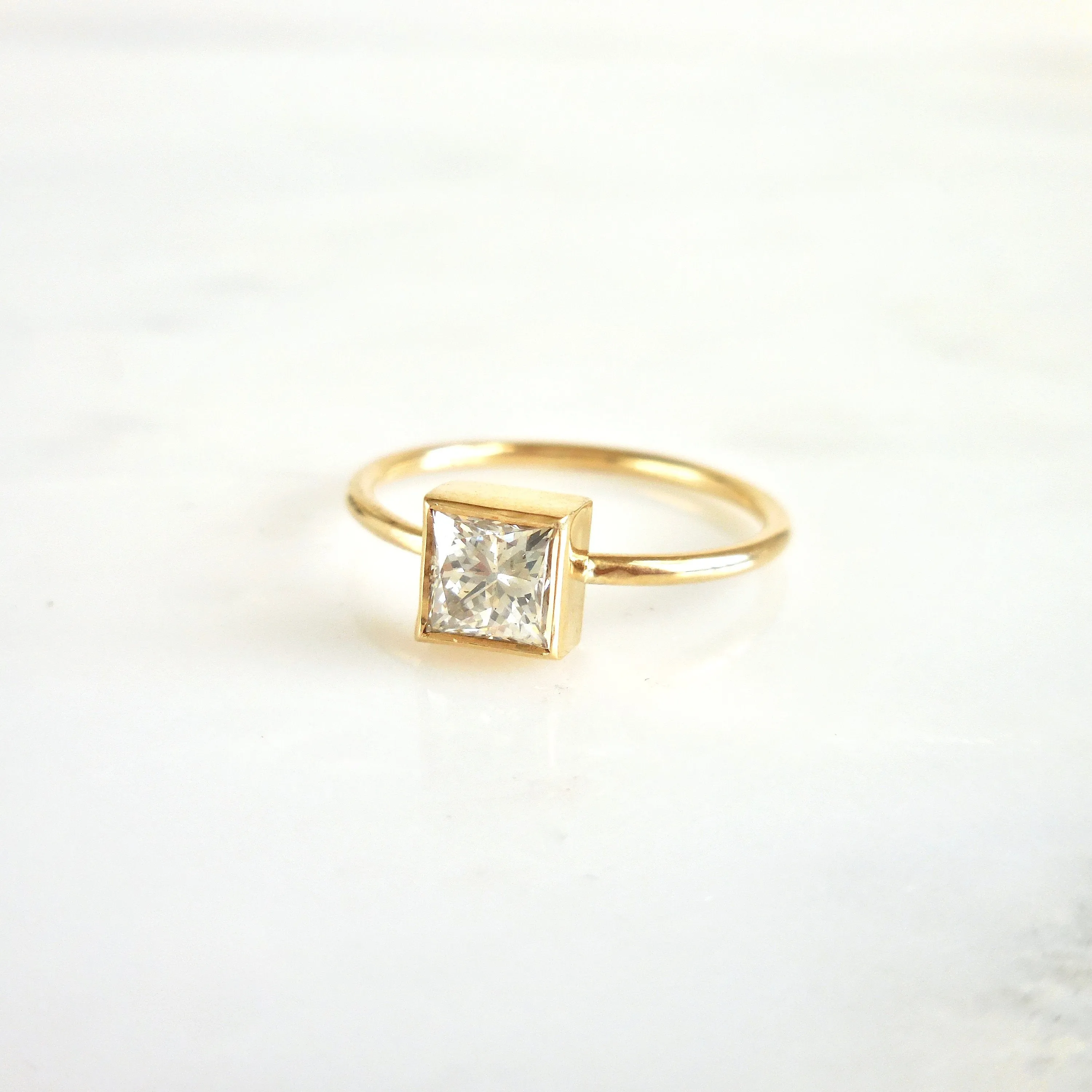 Salt and Pepper Princess Cut Diamond Ring - Princess Diamond Engagement Ring - Square Cut Diamond Ring