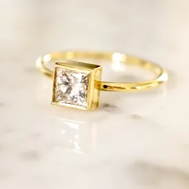 Salt and Pepper Princess Cut Diamond Ring - Princess Diamond Engagement Ring - Square Cut Diamond Ring