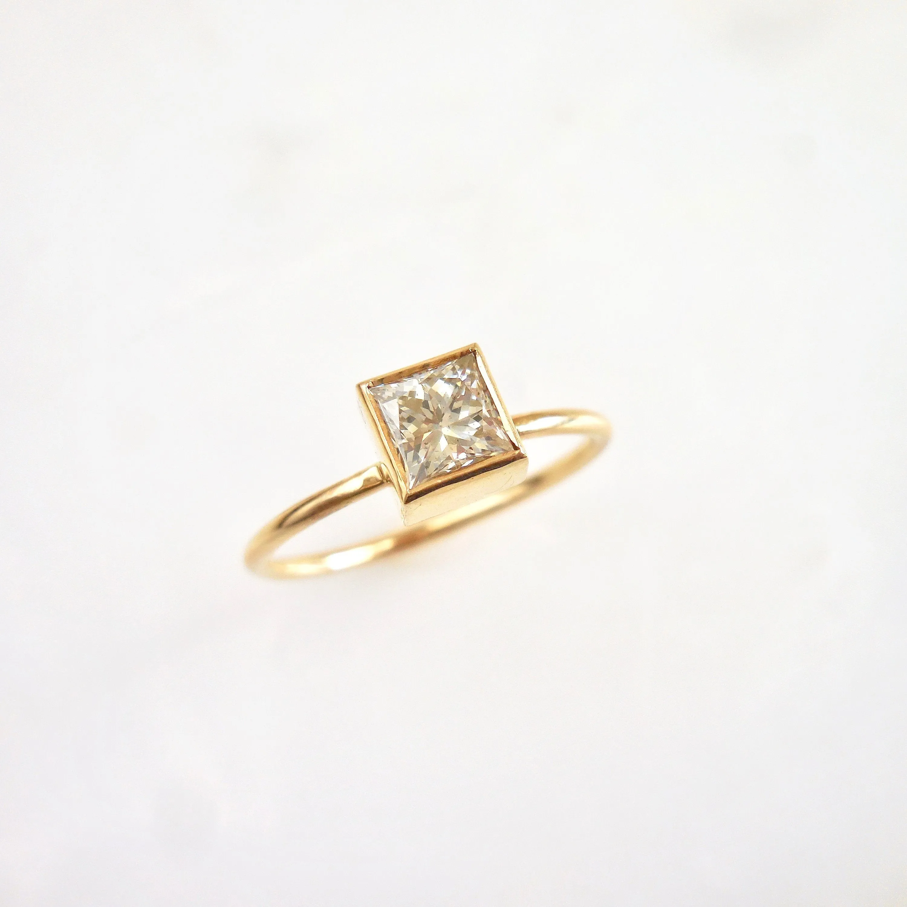 Salt and Pepper Princess Cut Diamond Ring - Princess Diamond Engagement Ring - Square Cut Diamond Ring