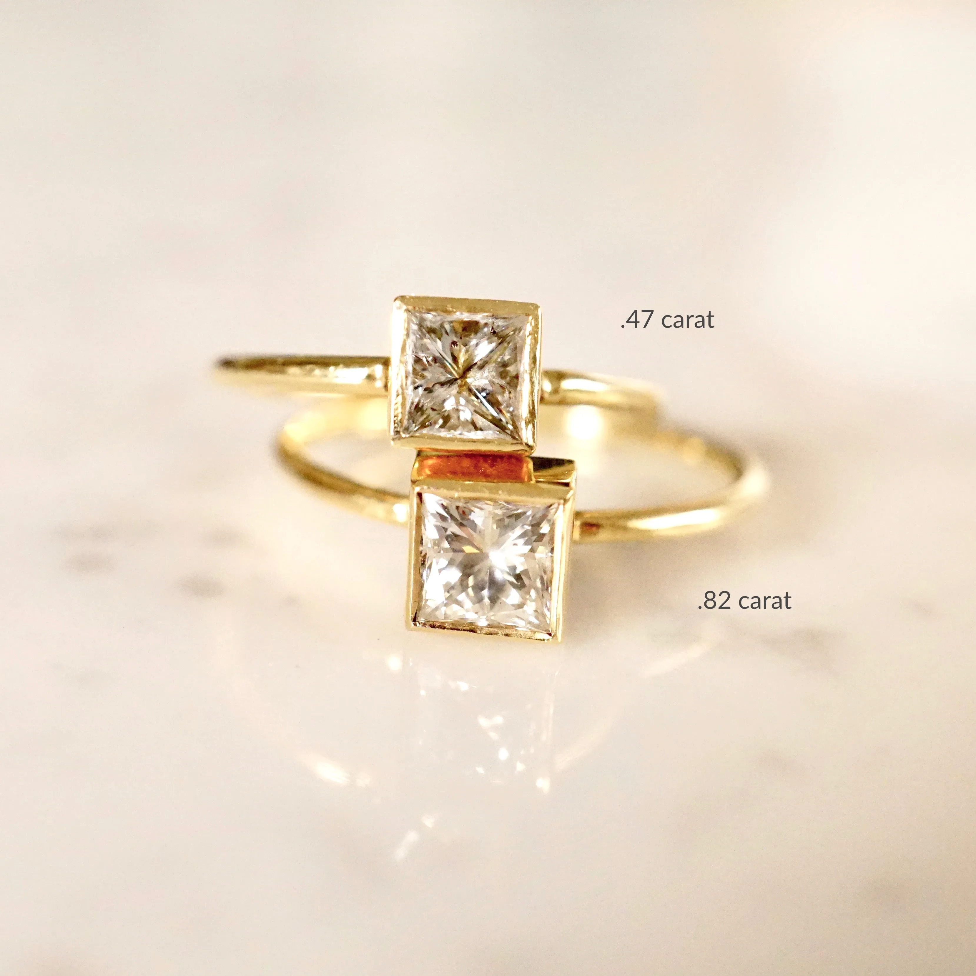 Salt and Pepper Princess Cut Diamond Ring - Princess Diamond Engagement Ring - Square Cut Diamond Ring