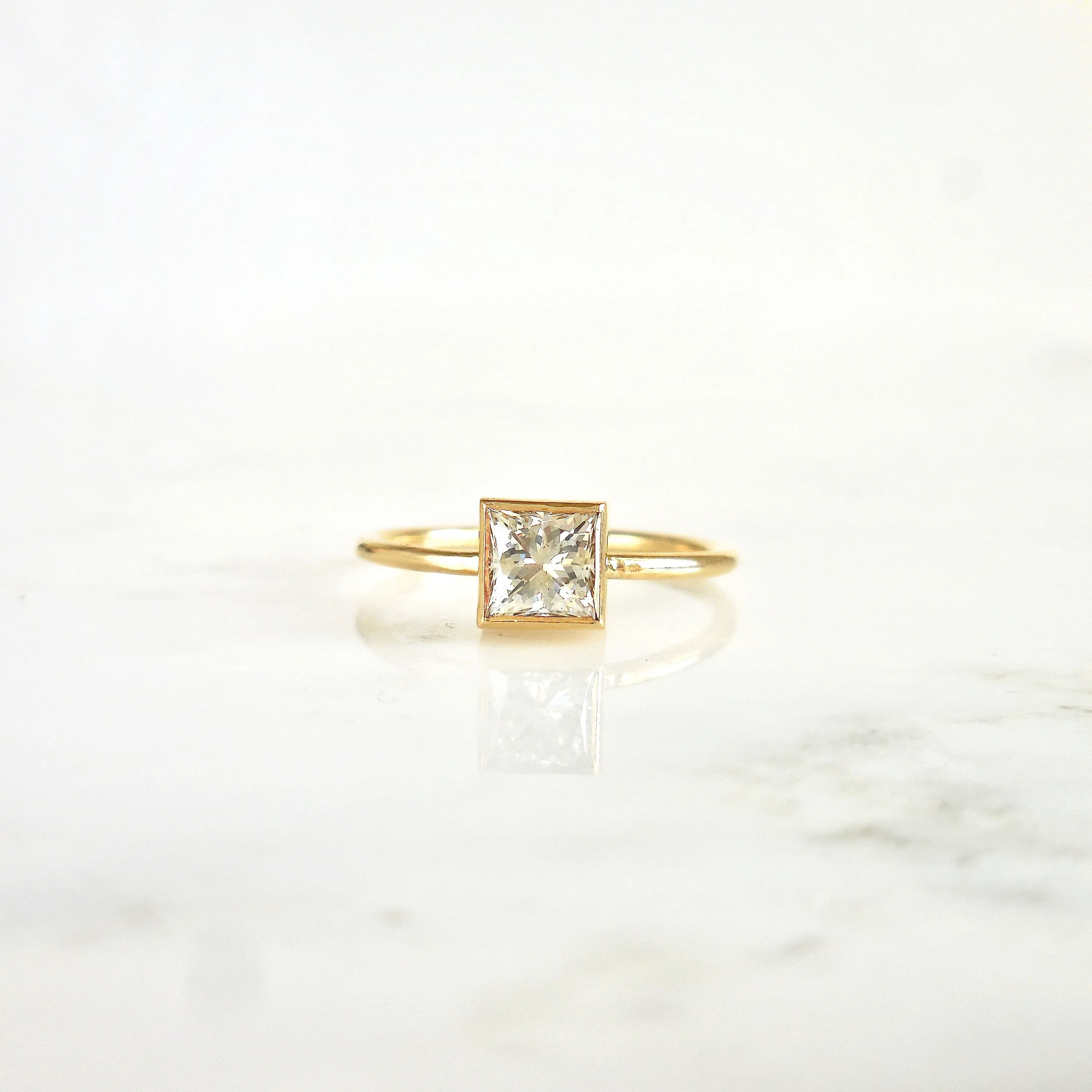 Salt and Pepper Princess Cut Diamond Ring - Princess Diamond Engagement Ring - Square Cut Diamond Ring
