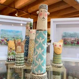 Handcrafted Light Blue Ceramic Candlestick by Sarah Saunders - Elegant Home Decor Accent