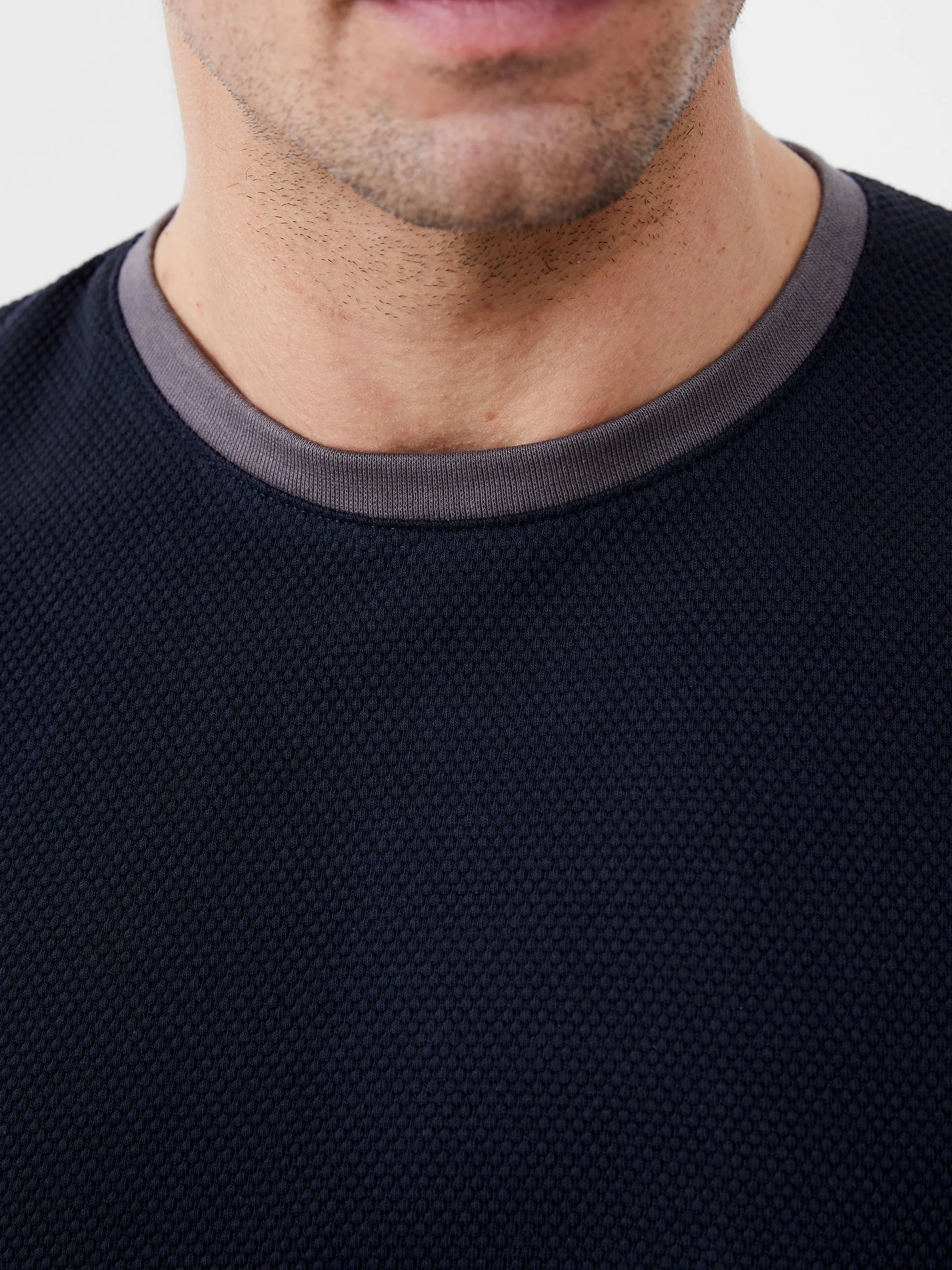 Short Sleeve Popcorn Crew Neck