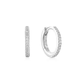 Silver Classic Pave Huggies