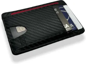 Slim Wallet - Minimalist Credit Card Holder for Men and Women, Small Front Pocket Wallet with RFID Protection, Vegan Leather Thin Business Card Wallet - Black Carbon