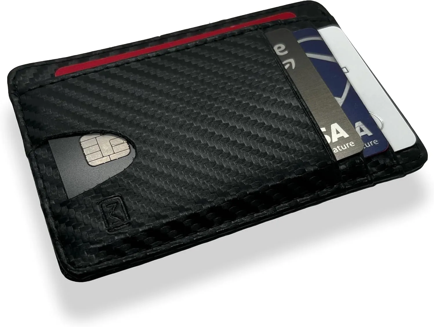 Slim Wallet - Minimalist Credit Card Holder for Men and Women, Small Front Pocket Wallet with RFID Protection, Vegan Leather Thin Business Card Wallet - Black Carbon