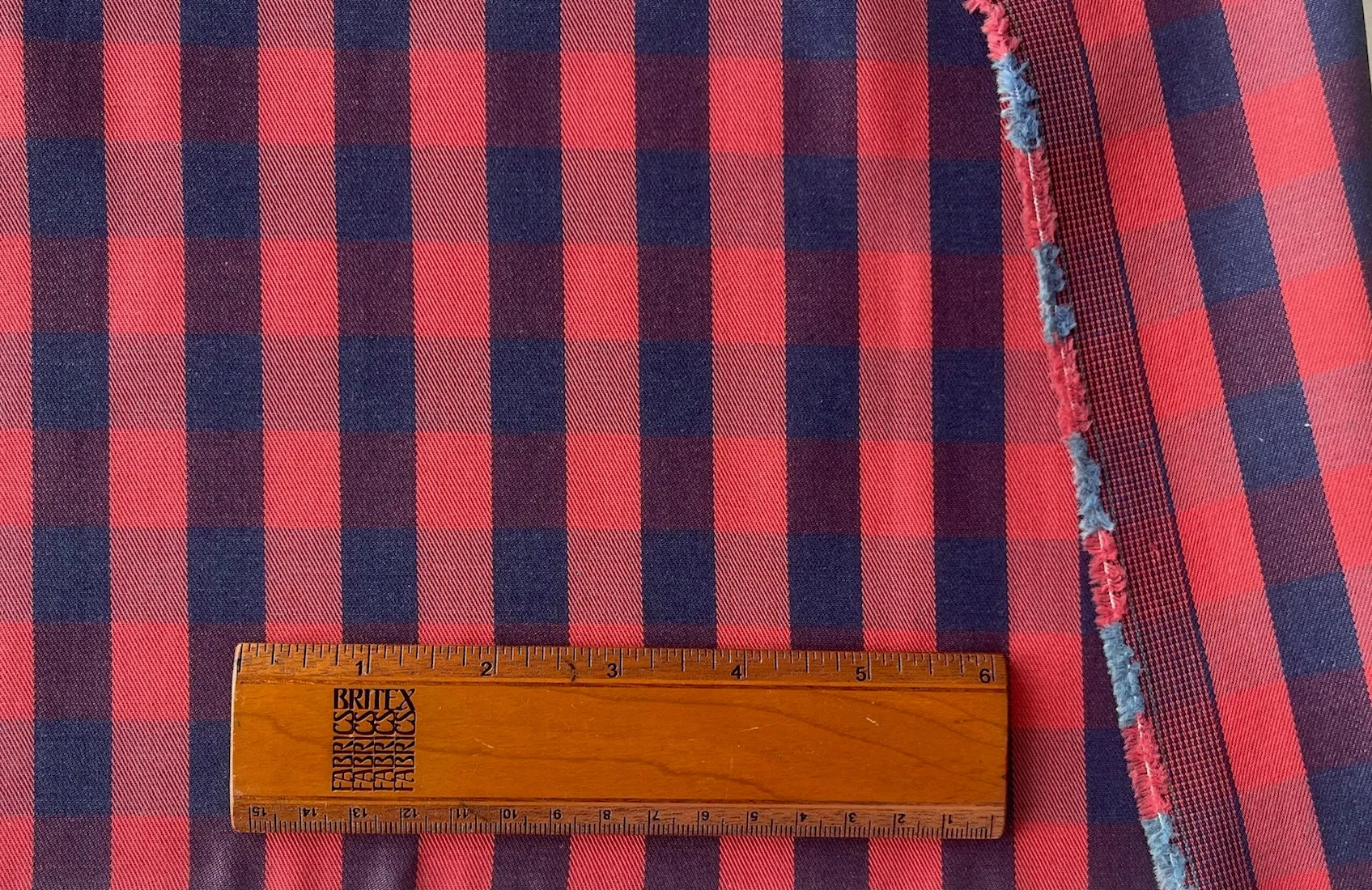 Solbiati Mid-Weight  Marvelous Salmon & Navy Checked Cotton Twill (Made in Italy)