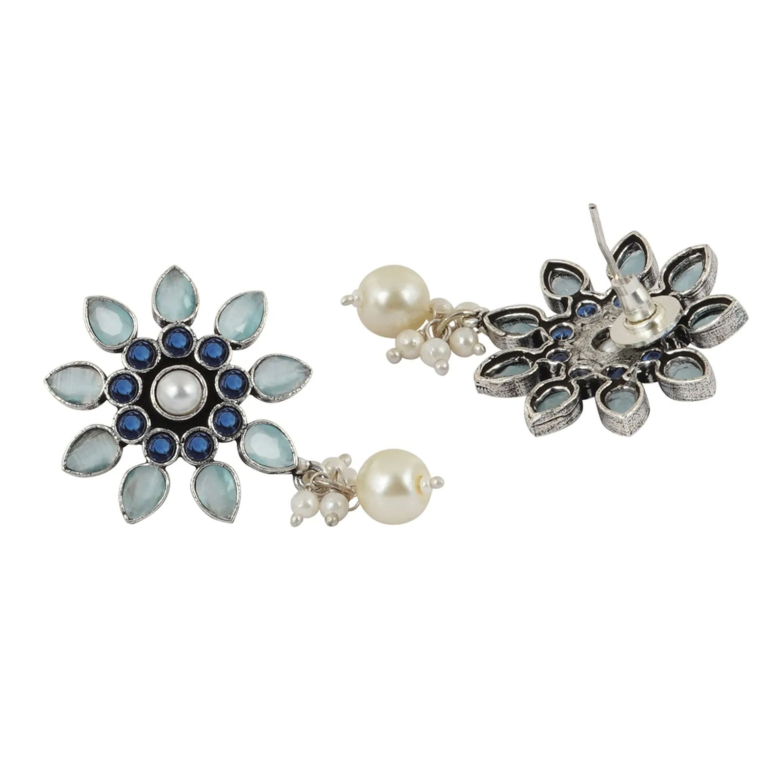Teejh Eesha Light Blue Silver Oxidised Earring