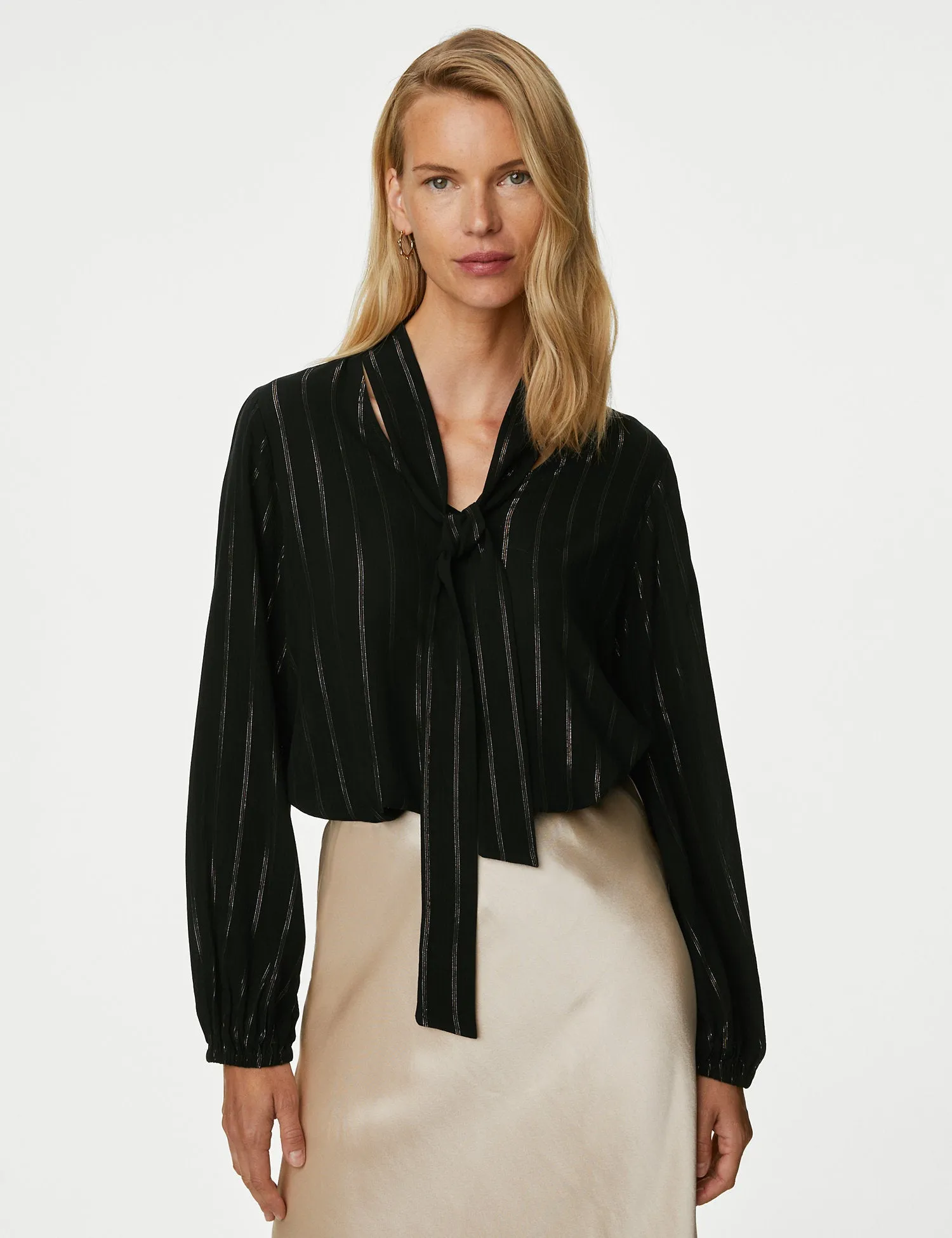 Tie Neck Popover Blouse