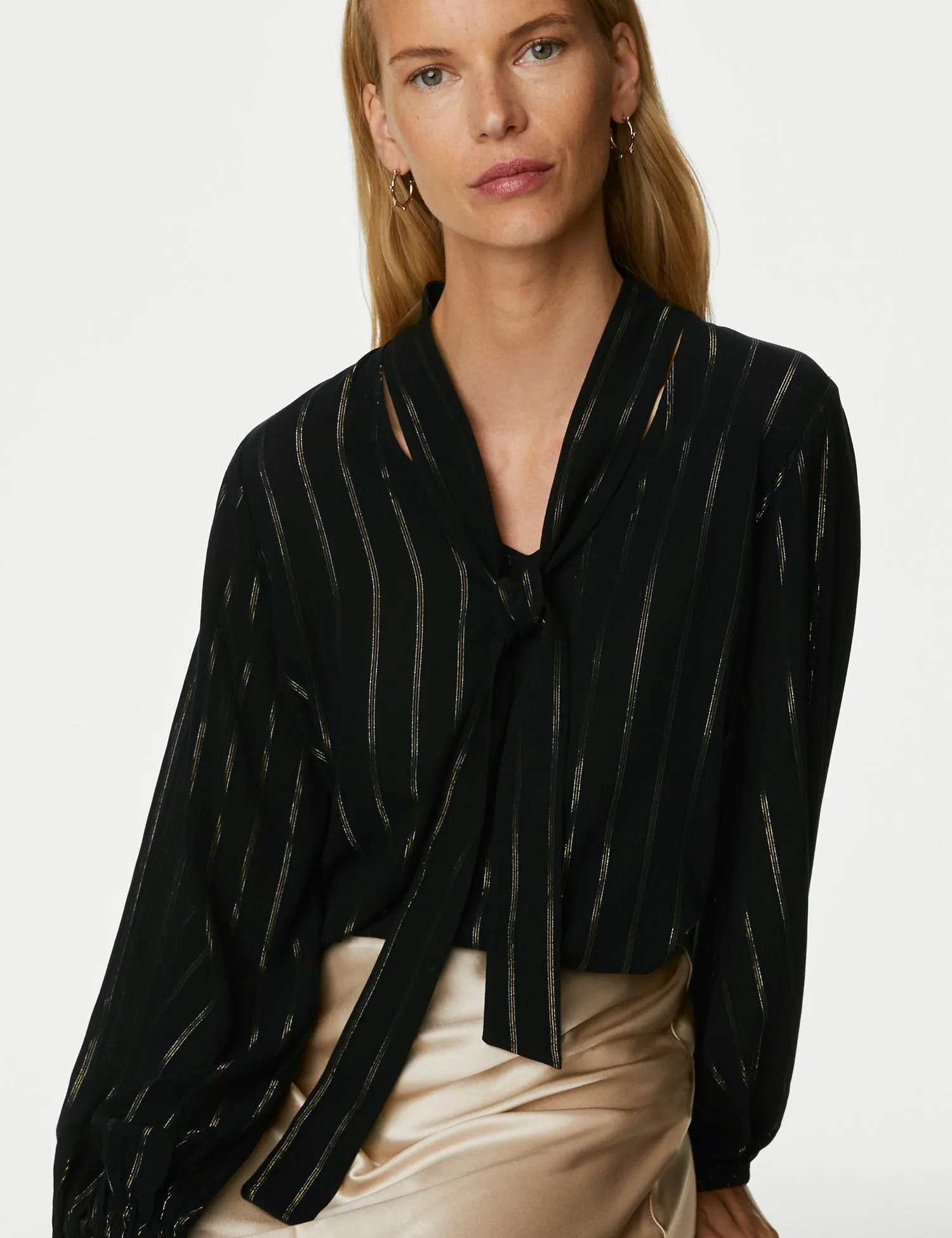 Tie Neck Popover Blouse