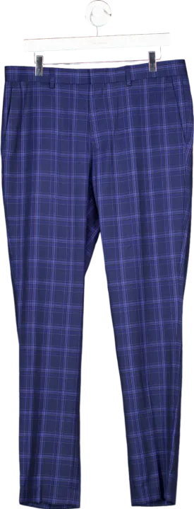 Topman Blue Checked Trousers W34