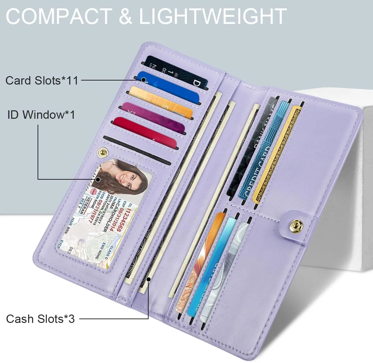 Ultra Slim Womens Wallet Minimalist Thin Long Leather Bifold Wallet RFID Blocking Card Holder Organizer with Zipper Coin Pocket Ladies Girls Gift Purse, Gradient Marble