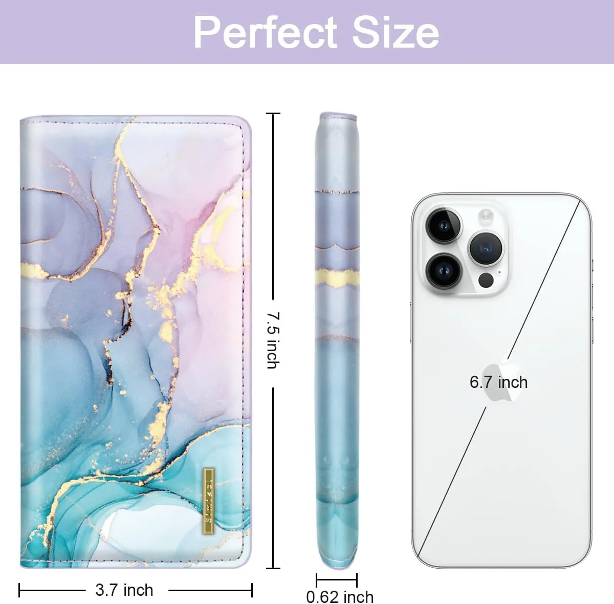 Ultra Slim Womens Wallet Minimalist Thin Long Leather Bifold Wallet RFID Blocking Card Holder Organizer with Zipper Coin Pocket Ladies Girls Gift Purse, Gradient Marble