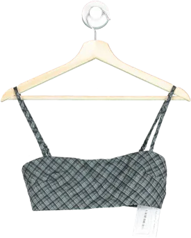 White Fox Grey Checked Cropped Top UK XS